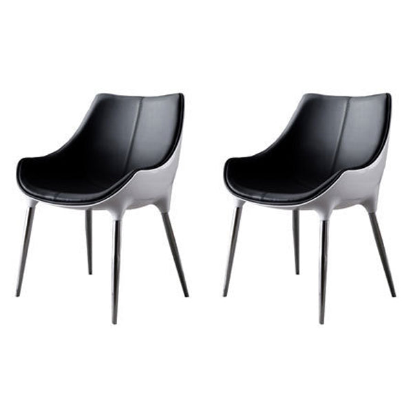 Silla de comedor estilo moderno Sillas auxiliares con brazo de cocina y patas de metal (juego de 2)