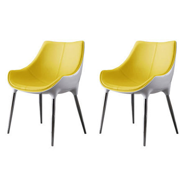 Silla de comedor estilo moderno Sillas auxiliares con brazo de cocina y patas de metal (juego de 2)