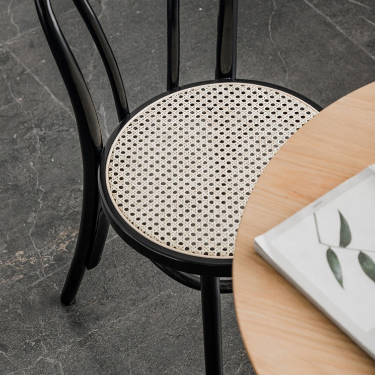 Silla sin brazos de comedor de madera tradicional, silla lateral de comedor individual con respaldo abierto para uso doméstico