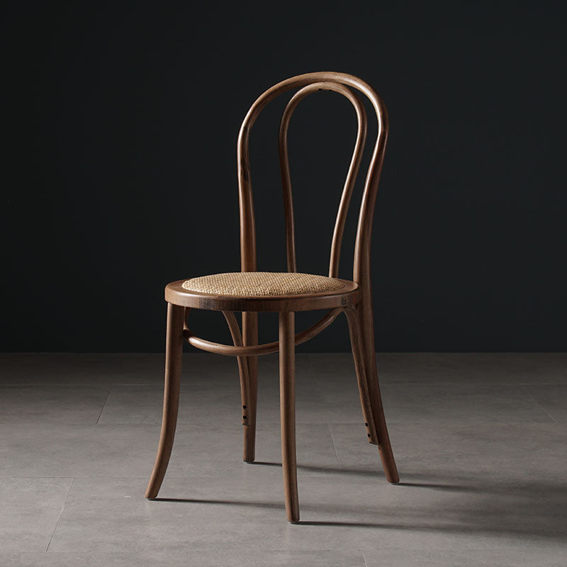 Silla sin brazos de comedor de madera tradicional, silla lateral de comedor individual con respaldo abierto para uso doméstico