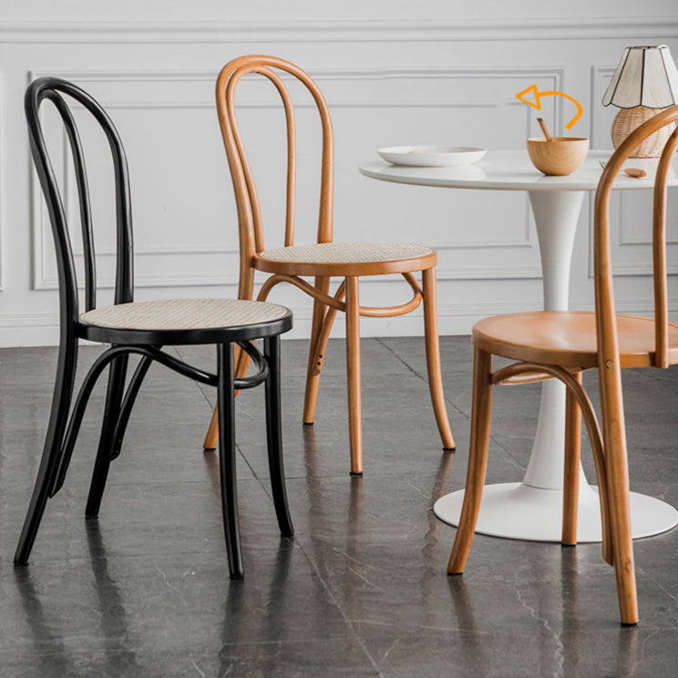 Silla sin brazos de comedor de madera tradicional, silla lateral de comedor individual con respaldo abierto para uso doméstico