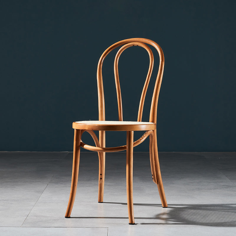 Silla sin brazos de comedor de madera tradicional, silla lateral de comedor individual con respaldo abierto para uso doméstico