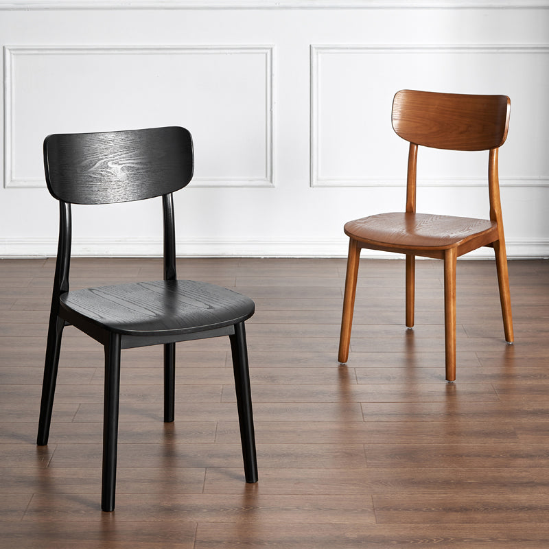 Silla de comedor tradicional de madera sin brazos, respaldo abierto, silla lateral de comedor (juego de 2)