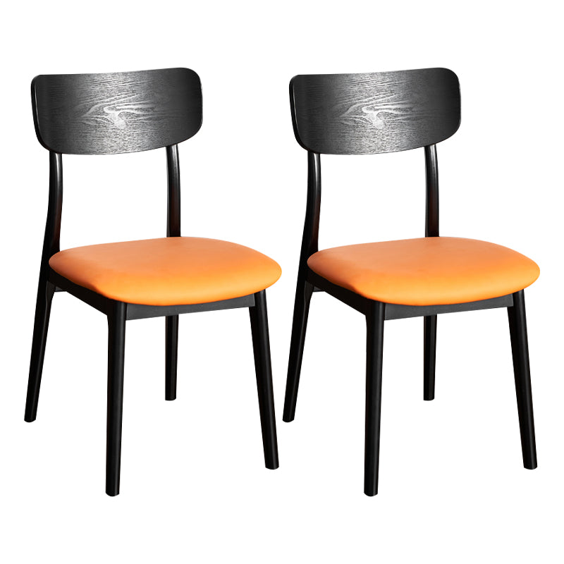 Silla de comedor tradicional de madera sin brazos, respaldo abierto, silla lateral de comedor (juego de 2)