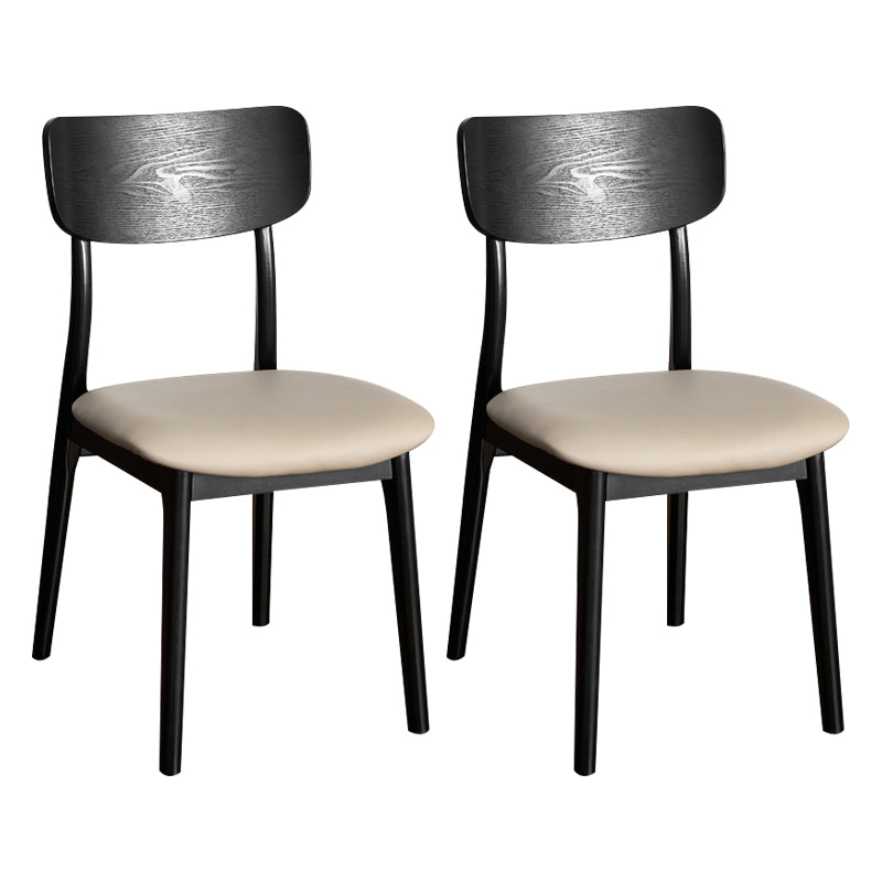 Silla de comedor tradicional de madera sin brazos, respaldo abierto, silla lateral de comedor (juego de 2)