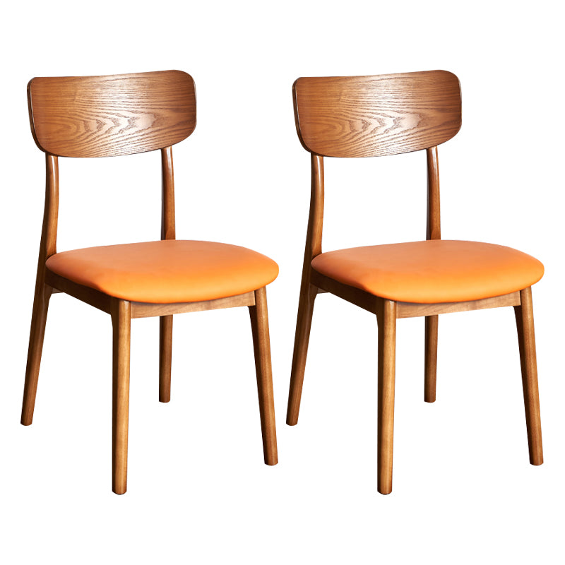 Silla de comedor tradicional de madera sin brazos, respaldo abierto, silla lateral de comedor (juego de 2)