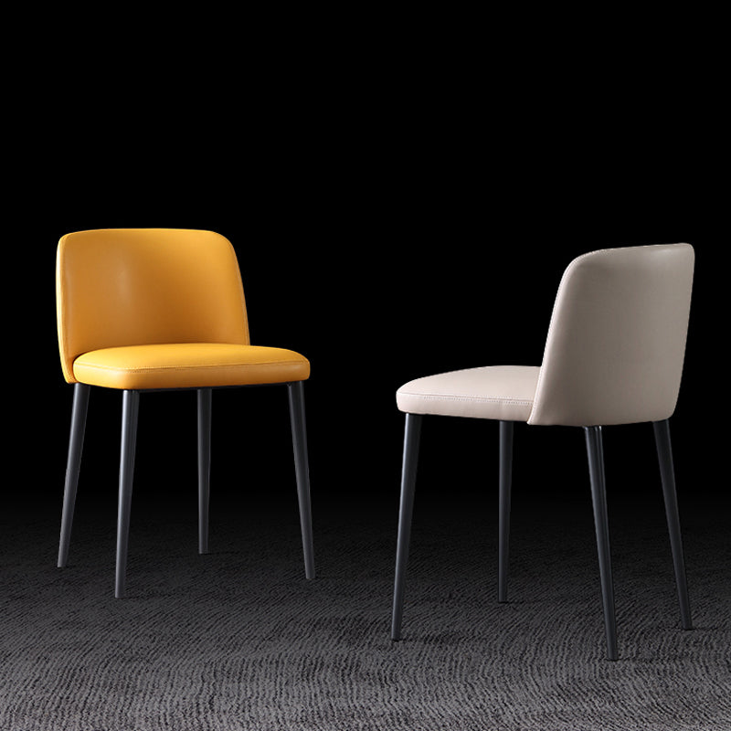 Sillas de comedor de cuero de estilo minimalista Sillas laterales sin brazos con respaldo sólido (juego de 2)