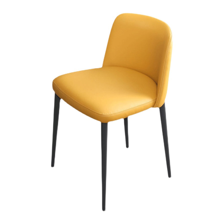 Sillas de comedor de cuero de estilo minimalista Sillas laterales sin brazos con respaldo sólido (juego de 2)