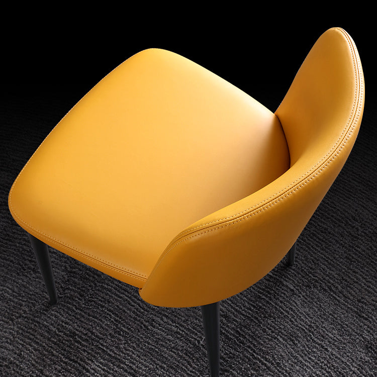 Sillas de comedor de cuero de estilo minimalista Sillas laterales sin brazos con respaldo sólido (juego de 2)