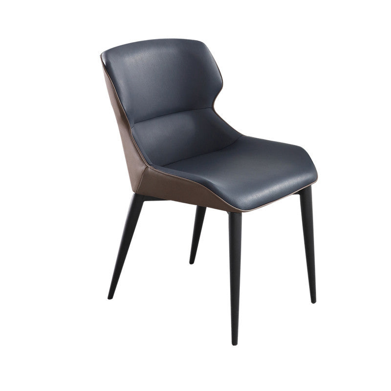 Sillón industrial para interiores, silla de comedor tapizada con respaldo de metal (juego de 2)