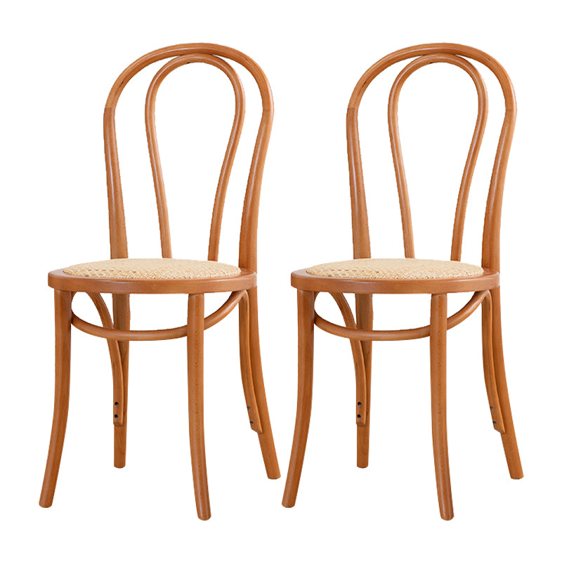 Silla tradicional de comedor de madera natural con respaldo Windsor de haya (juego de 2)