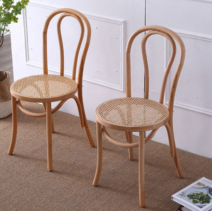 Silla tradicional de comedor de madera natural con respaldo Windsor de haya (juego de 2)
