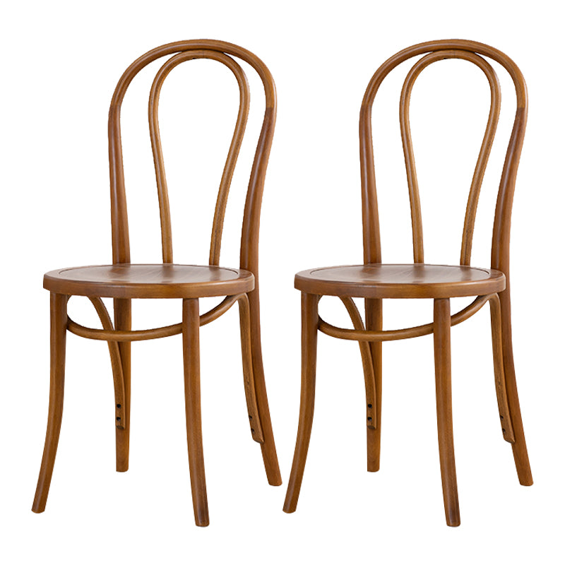 Silla tradicional de comedor de madera natural con respaldo Windsor de haya (juego de 2)