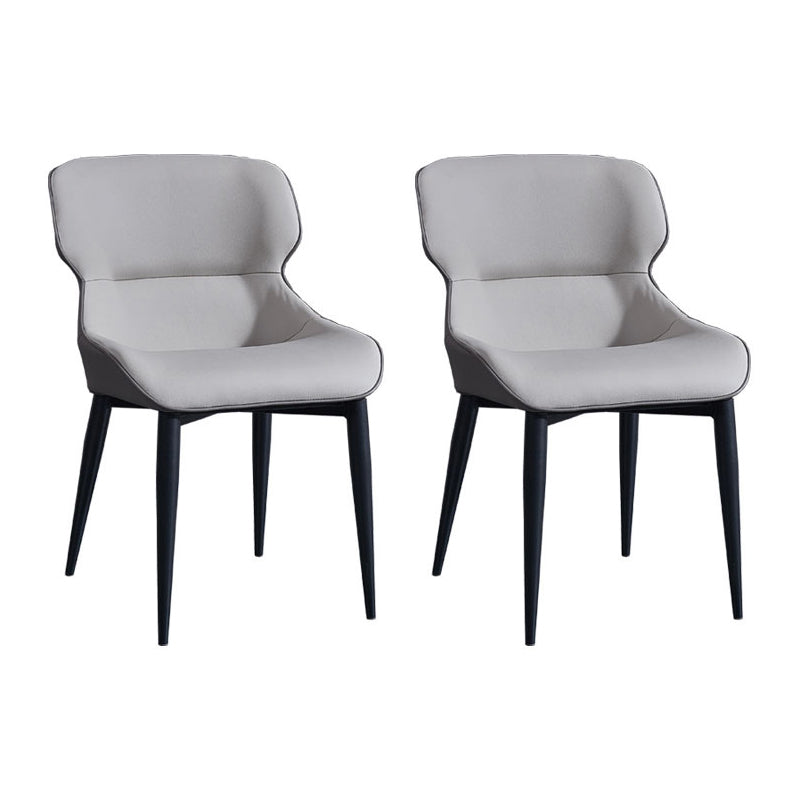 Esszimmerstühle aus Leder im minimalistischen Stil, Esszimmerstühle mit Ohrensessel (2er-Set)