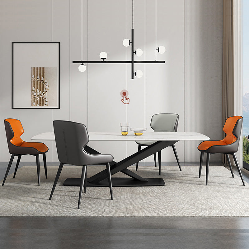 Esszimmerstühle aus Leder im minimalistischen Stil, Esszimmerstühle mit Ohrensessel (2er-Set)