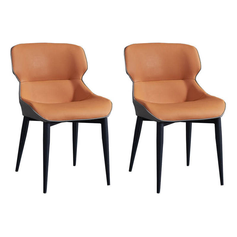 Esszimmerstühle aus Leder im minimalistischen Stil, Esszimmerstühle mit Ohrensessel (2er-Set)