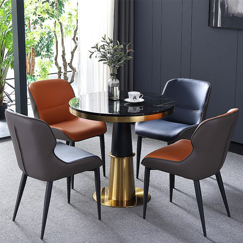 Esszimmerstühle aus Leder im minimalistischen Stil, Esszimmerstühle mit Ohrensessel (2er-Set)
