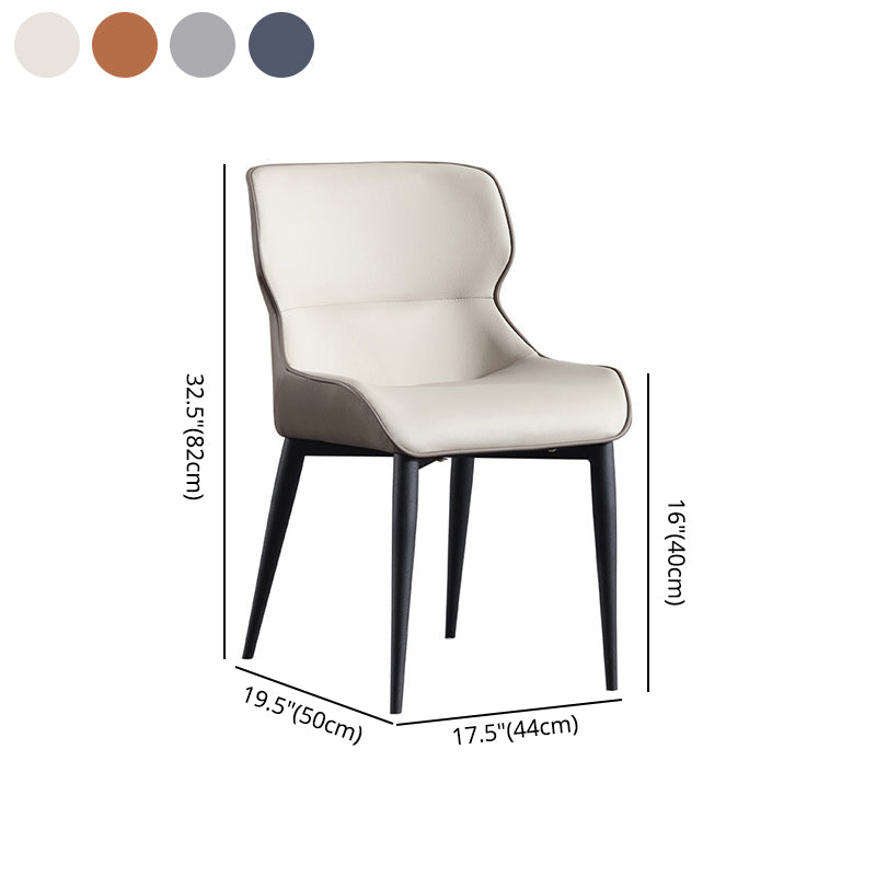 Esszimmerstühle aus Leder im minimalistischen Stil, Esszimmerstühle mit Ohrensessel (2er-Set)