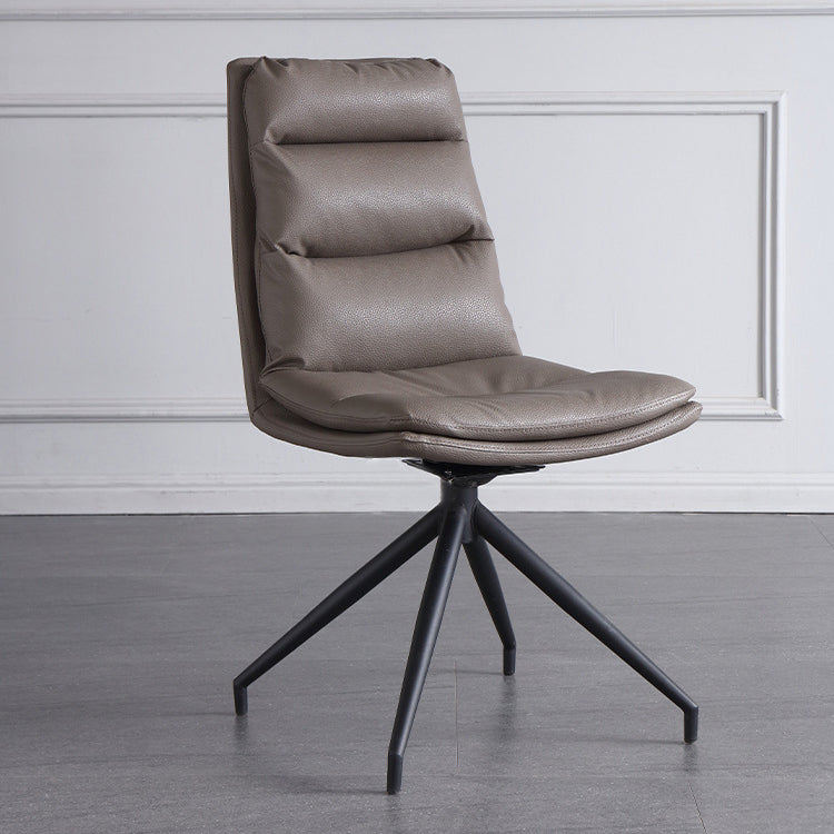 Sillas sin brazos con respaldo sólido de estilo industrial Sillas de comedor de cuero de microfibra (juego de 4)