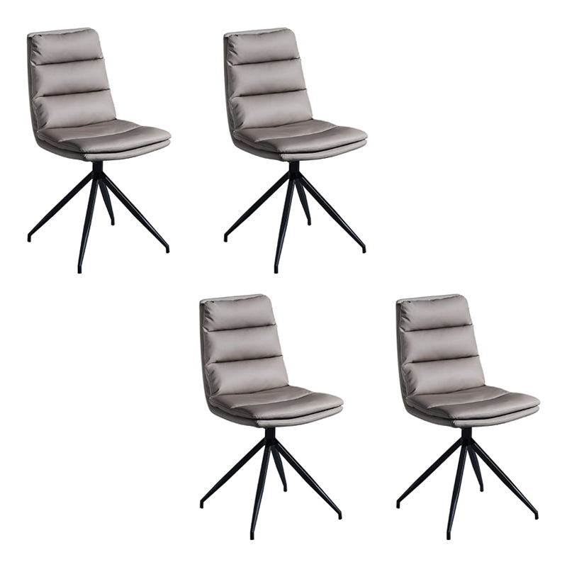Sillas sin brazos con respaldo sólido de estilo industrial Sillas de comedor de cuero de microfibra (juego de 4)