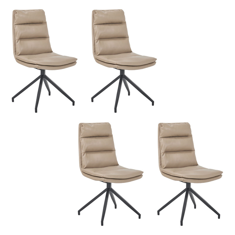 Sillas sin brazos con respaldo sólido de estilo industrial Sillas de comedor de cuero de microfibra (juego de 4)