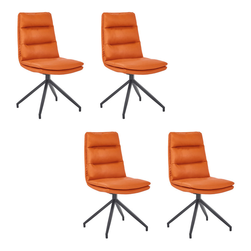 Sillas sin brazos con respaldo sólido de estilo industrial Sillas de comedor de cuero de microfibra (juego de 4)