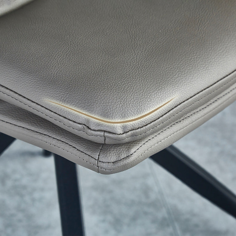 Sillas sin brazos con respaldo sólido de estilo industrial Sillas de comedor de cuero de microfibra (juego de 4)