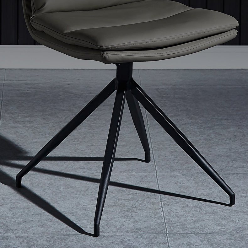 Sillas sin brazos con respaldo sólido de estilo industrial Sillas de comedor de cuero de microfibra (juego de 4)