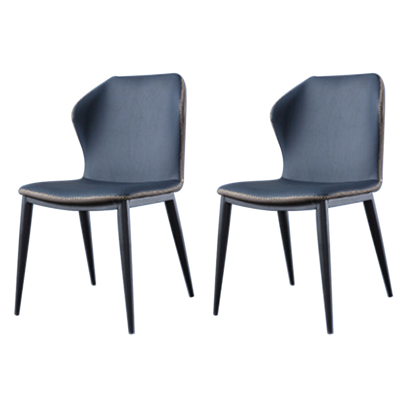 Sillas de comedor con respaldo de estilo industrial, sillas auxiliares de comedor de cuero para cocina (juego de 2)