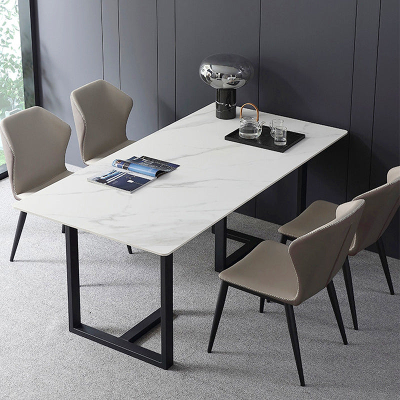 Sillas de comedor con respaldo de estilo industrial, sillas auxiliares de comedor de cuero para cocina (juego de 2)