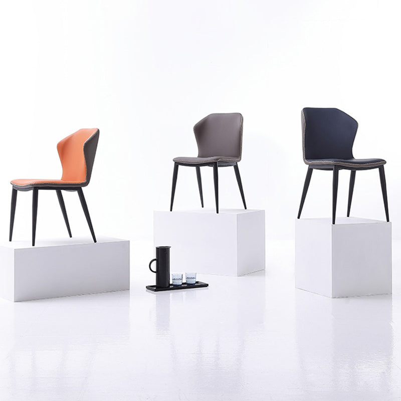 Sillas de comedor con respaldo de estilo industrial, sillas auxiliares de comedor de cuero para cocina (juego de 2)