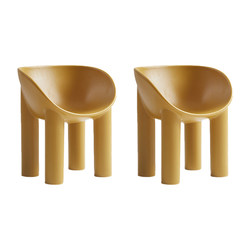 Sillas de comedor de estilo nórdico, sillas laterales con brazos de cocina y patas de plástico (juego de 2)
