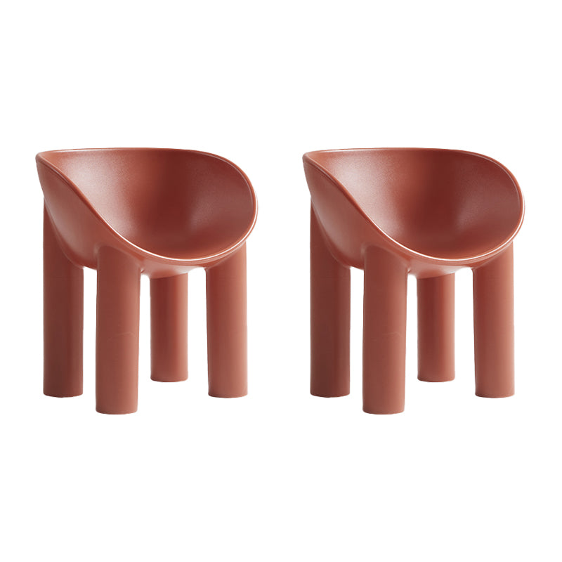 Sillas de comedor de estilo nórdico, sillas laterales con brazos de cocina y patas de plástico (juego de 2)
