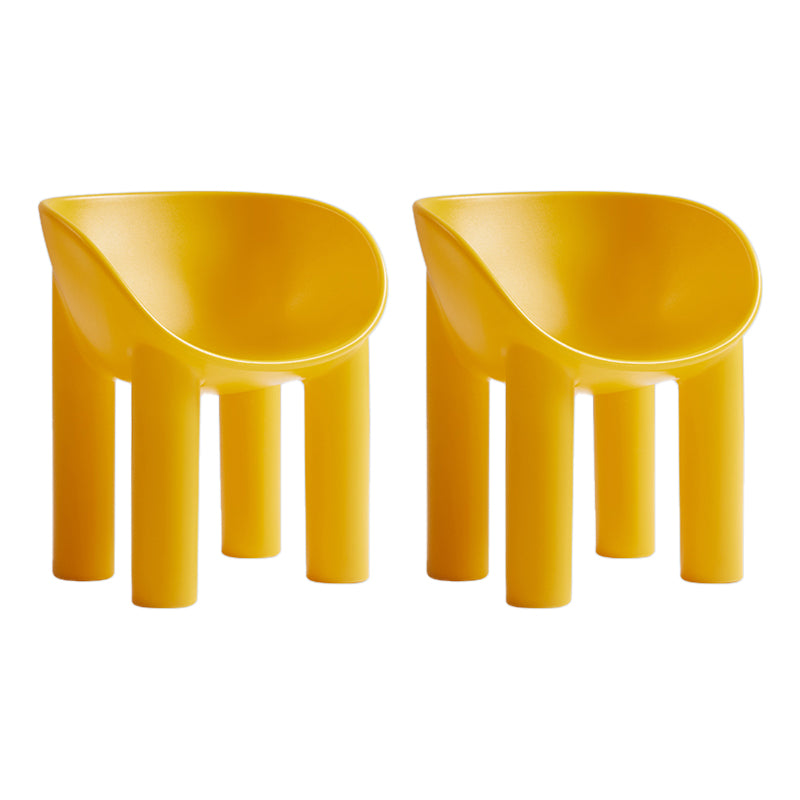 Sillas de comedor de estilo nórdico, sillas laterales con brazos de cocina y patas de plástico (juego de 2)