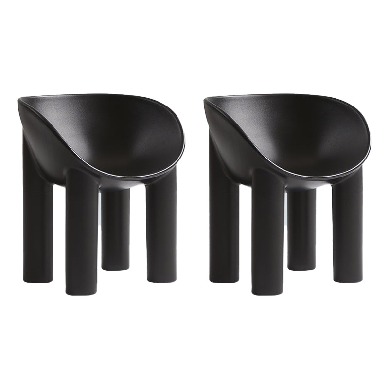 Sillas de comedor de estilo nórdico, sillas laterales con brazos de cocina y patas de plástico (juego de 2)