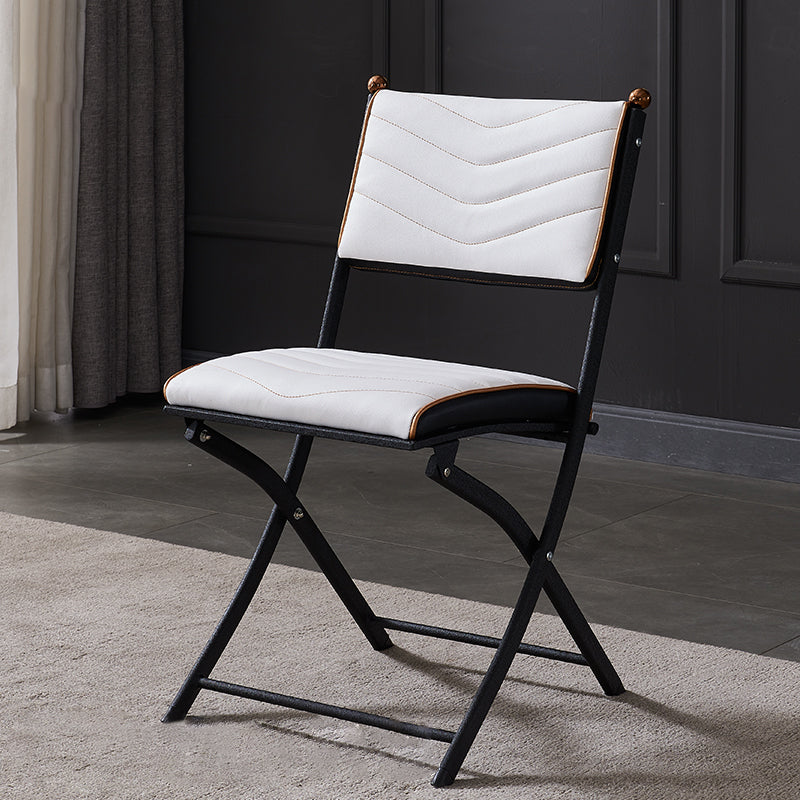 Silla lateral de metal moderna para interiores y exteriores, silla lateral de comedor plegable con respaldo abierto