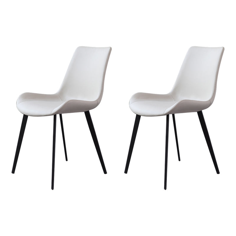 Silla de comedor moderna de metal, sillas sin brazos de cuero PU para uso doméstico (juego de 2)