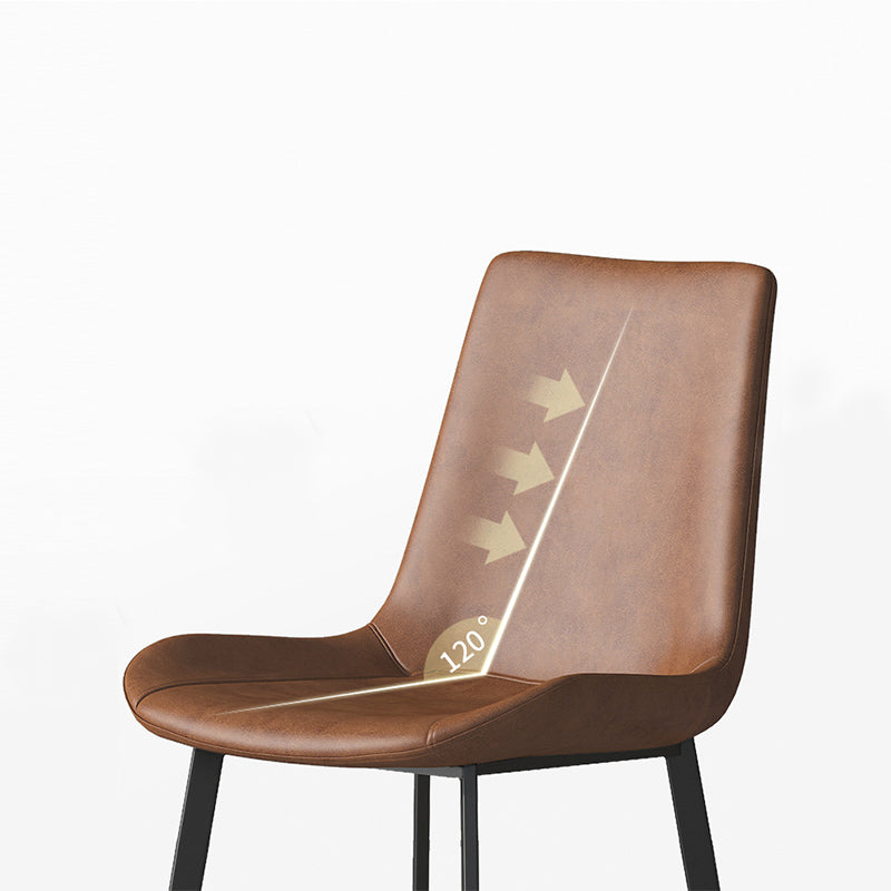 Silla de comedor moderna de metal, sillas sin brazos de cuero PU para uso doméstico (juego de 2)