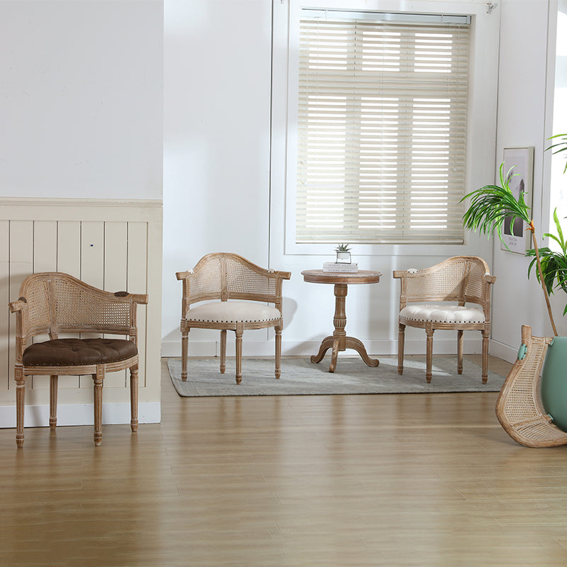 Sillas de madera de caucho estilo campestre, juego de sillones con respaldo abierto para comedor y cocina
