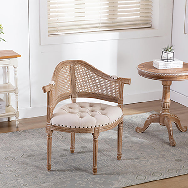 Sillas de madera de caucho estilo campestre, juego de sillones con respaldo abierto para comedor y cocina