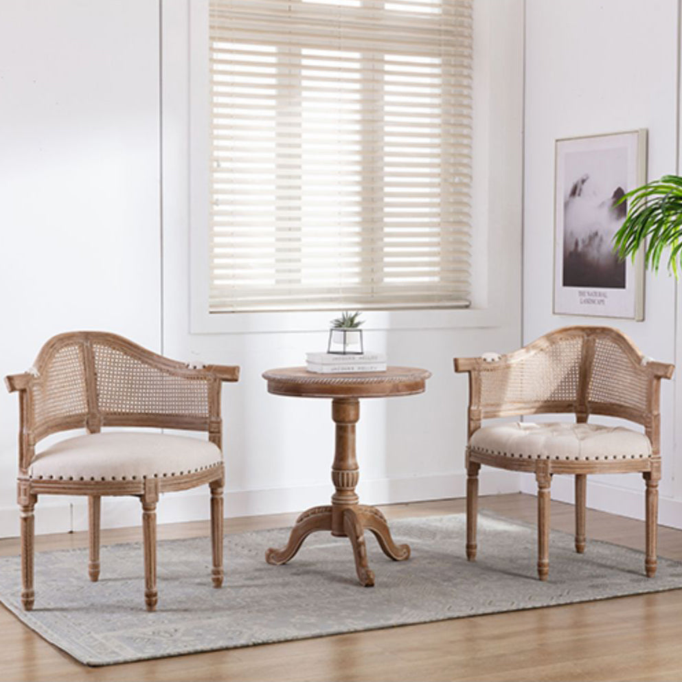 Sillas de madera de caucho estilo campestre, juego de sillones con respaldo abierto para comedor y cocina