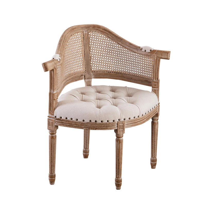 Sillas de madera de caucho estilo campestre, juego de sillones con respaldo abierto para comedor y cocina