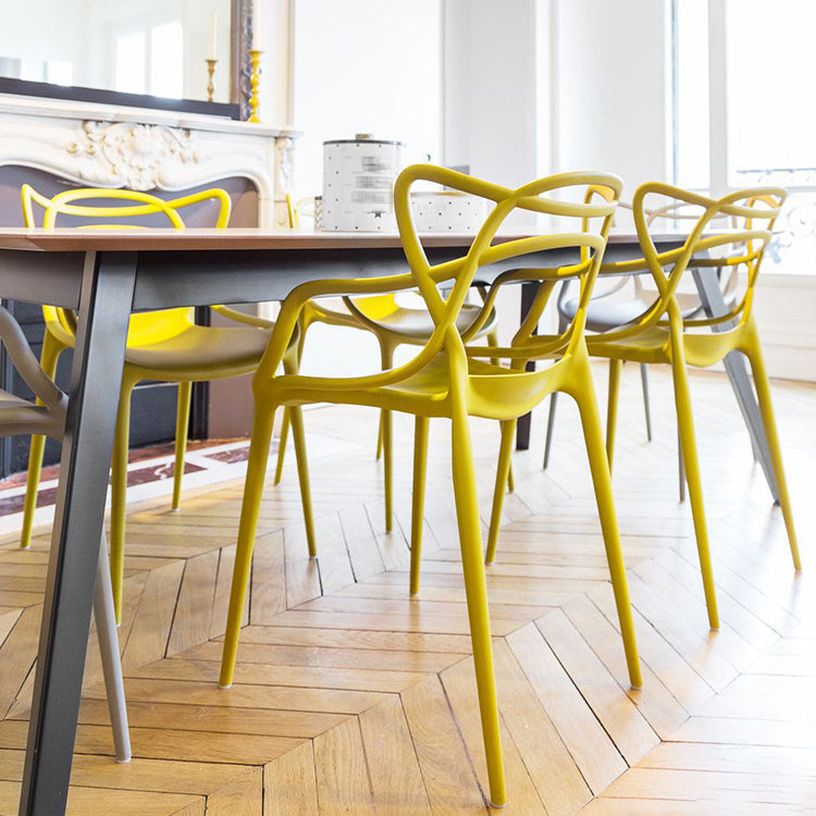 Silla de comedor de cocina de estilo moderno, sillas laterales de brazo de comedor de plástico