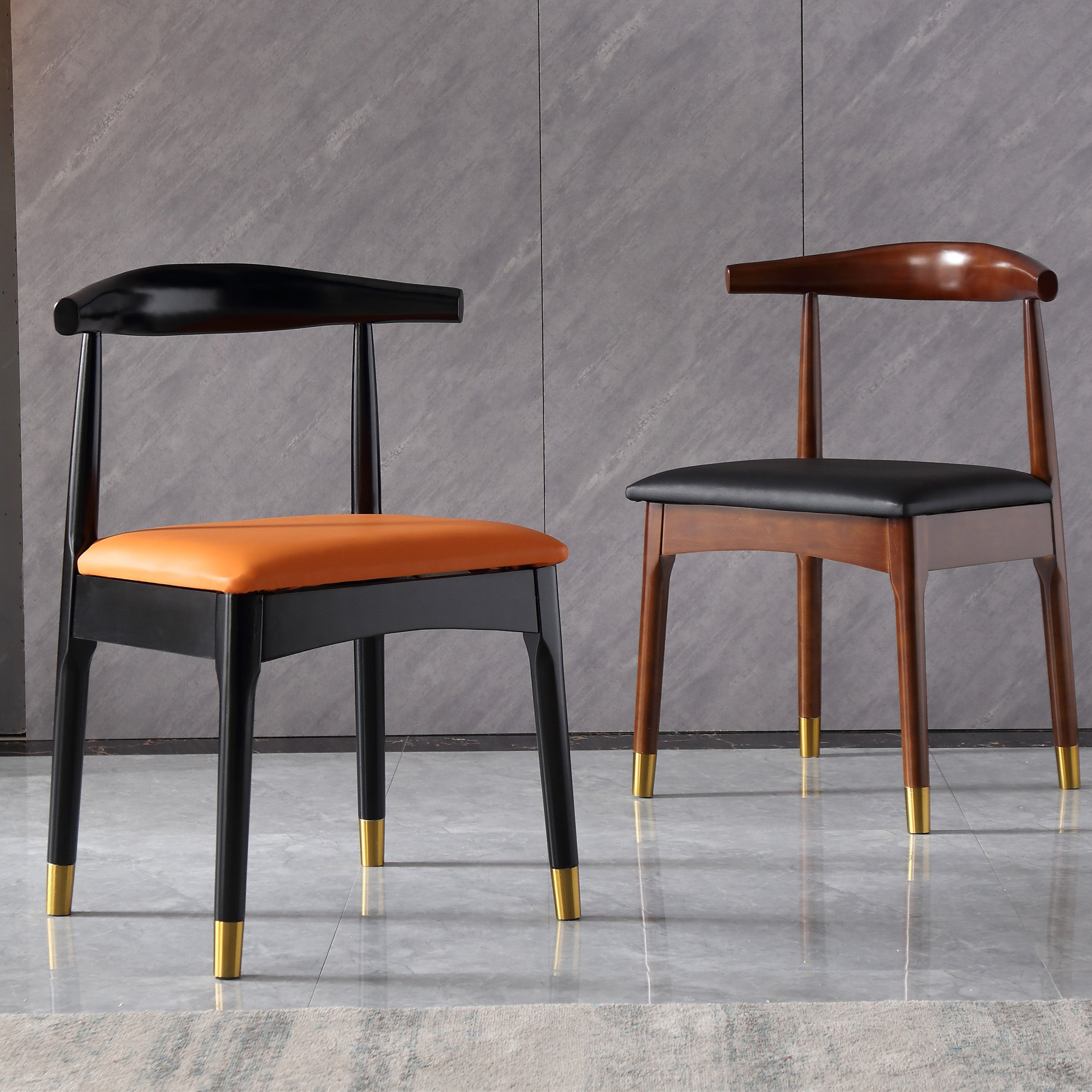 Silla lateral interior escandinava tapizada en madera Silla de comedor con respaldo abierto