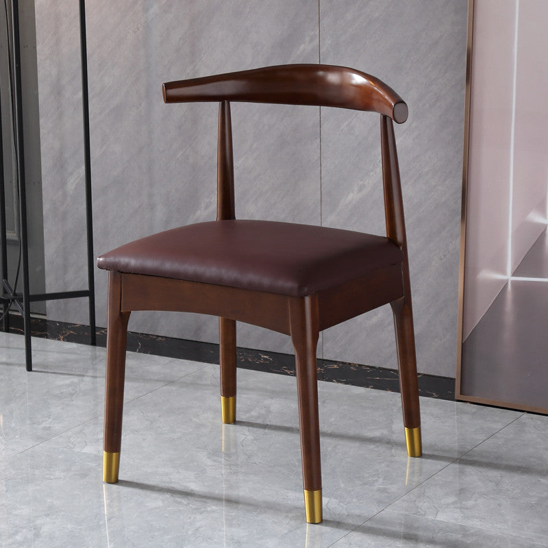 Silla lateral interior escandinava tapizada en madera Silla de comedor con respaldo abierto