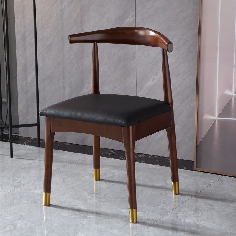 Silla lateral interior escandinava tapizada en madera Silla de comedor con respaldo abierto
