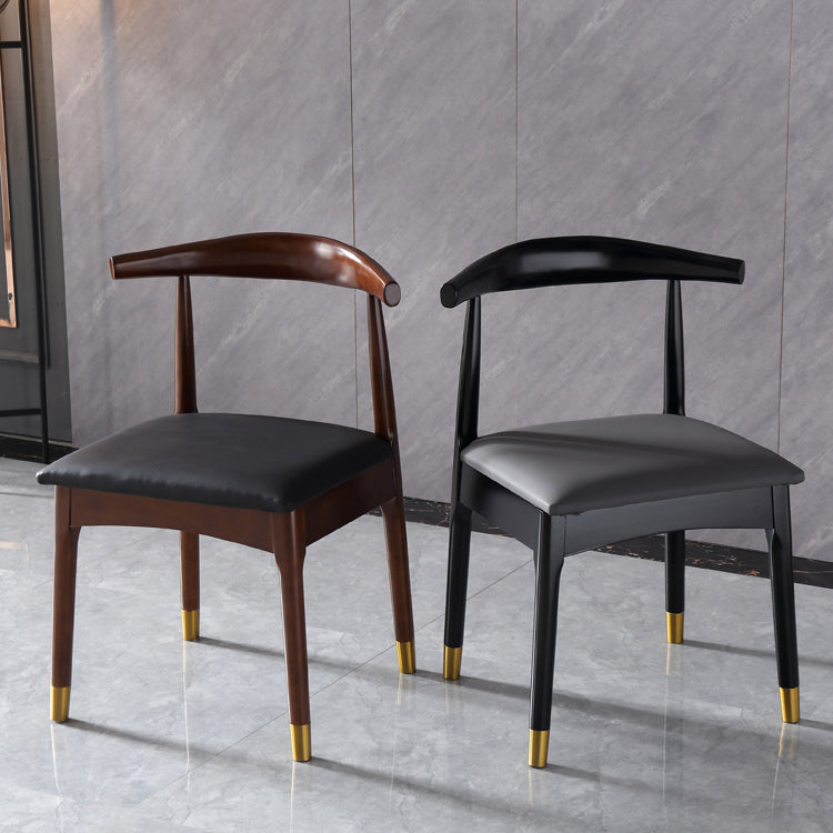 Silla lateral interior escandinava tapizada en madera Silla de comedor con respaldo abierto