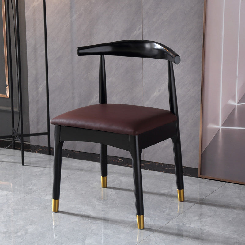 Silla lateral interior escandinava tapizada en madera Silla de comedor con respaldo abierto
