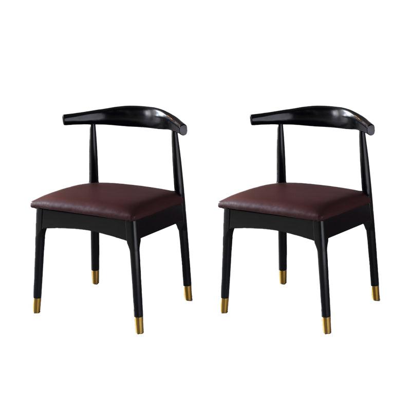 Silla lateral interior escandinava tapizada en madera Silla de comedor con respaldo abierto