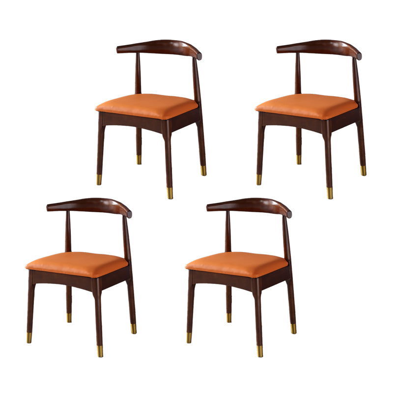 Silla lateral interior escandinava tapizada en madera Silla de comedor con respaldo abierto